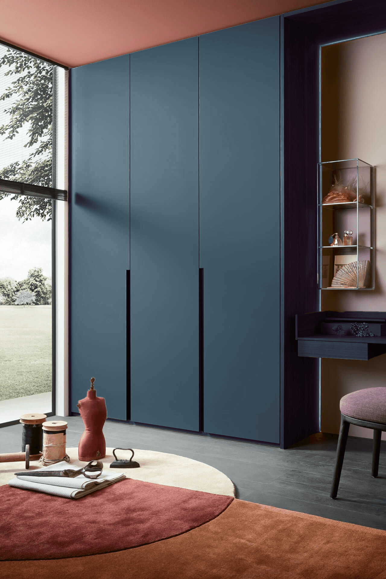 Armoire finition Bleu nuit velours
